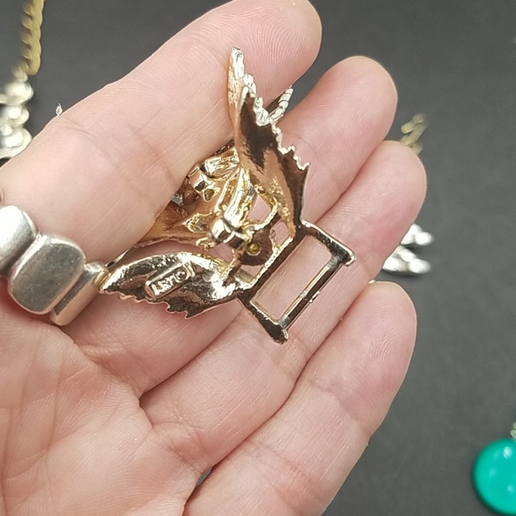 Vintage ART Arthur Pepper Enamel Leaf and Pastel Rhinestone Set - Picture 8 of 9